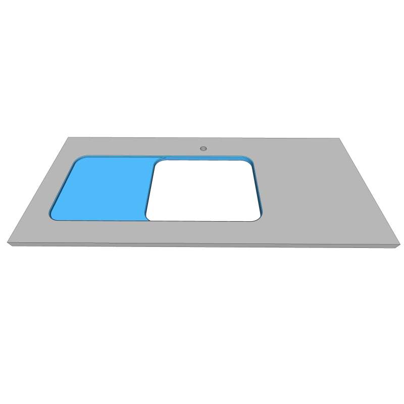 Décaissé poli autour de la zone évier